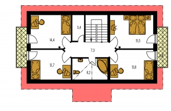 Spiegelverkehrter Entwurf | Grundriss des Obergeschosses - PREMIER 181